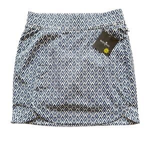 NWT Belyn Key Panel Skort Skyline Print XS Blue White Skirt Short Golf Tennis